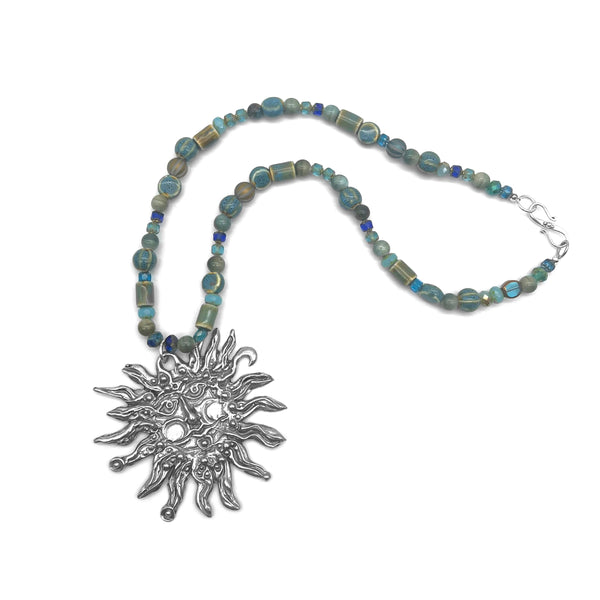 One of a Kind Ceramic Beaded Sun Necklace