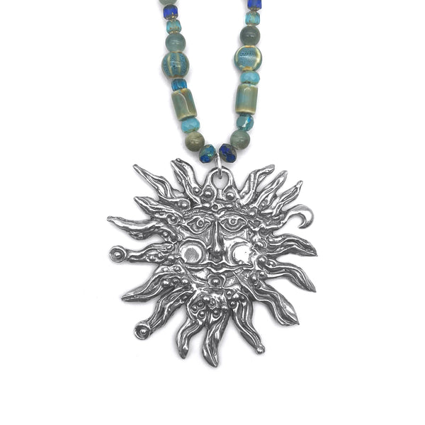 One of a Kind Ceramic Beaded Sun Necklace