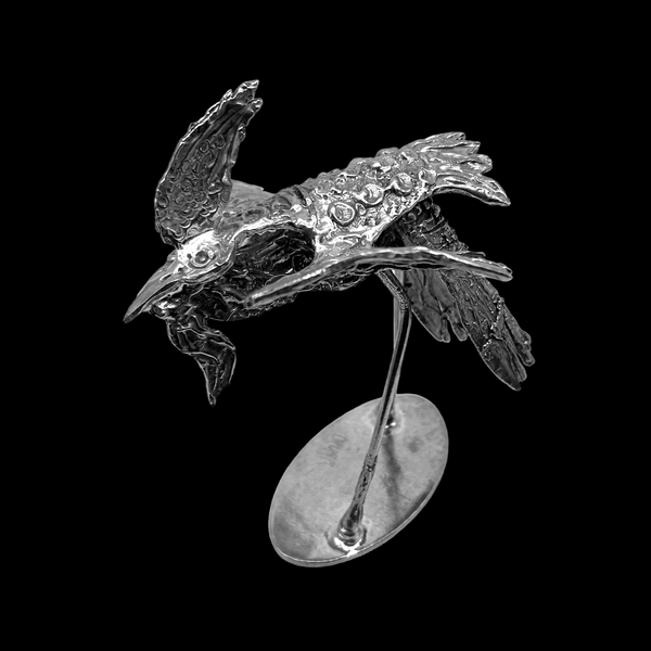 One of a Kind Medium Pewter Bird Sculpture Don Drumm Studios
