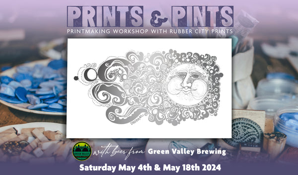 NEW WORKSHOP Prints & Pints with Rubber City Prints (SOLD OUT)