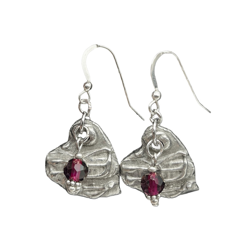 Artistic Preservation Hearts & Purple Crystal Earrings