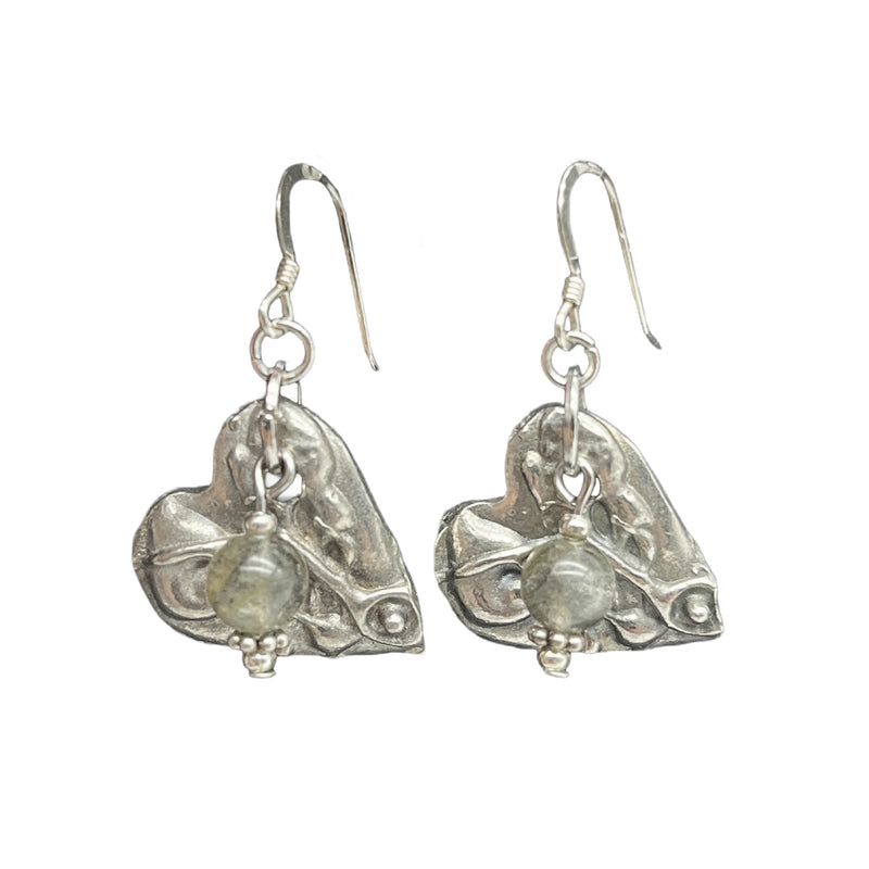 Artistic Preservation Hearts & Clear Bead Earrings