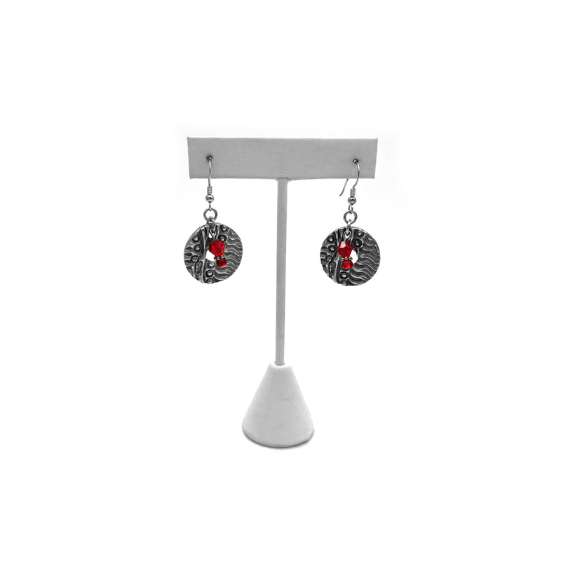 Artistic Preservation Circle & Red Crystal Earrings