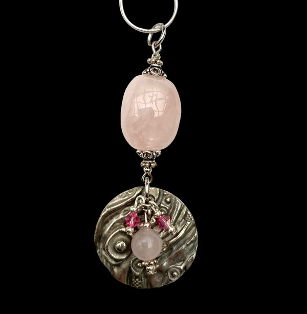 Artistic Preservation Circle & Rose Quartz Necklace