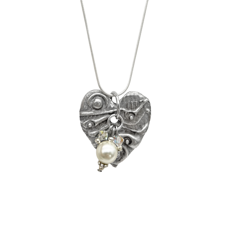 Artistic Preservation Heart & White Bead Necklace