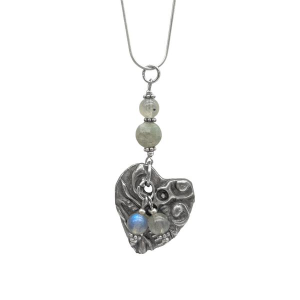 Artistic Preservation Pewter Heart & Gray Crystals Necklace