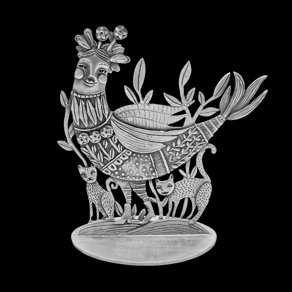 Leandra Drumm "Bird Lady with Cats" Sculpture