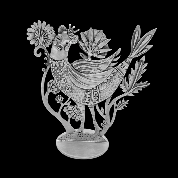 Leandra Drumm "Bird Lady with Flowers" Sculpture