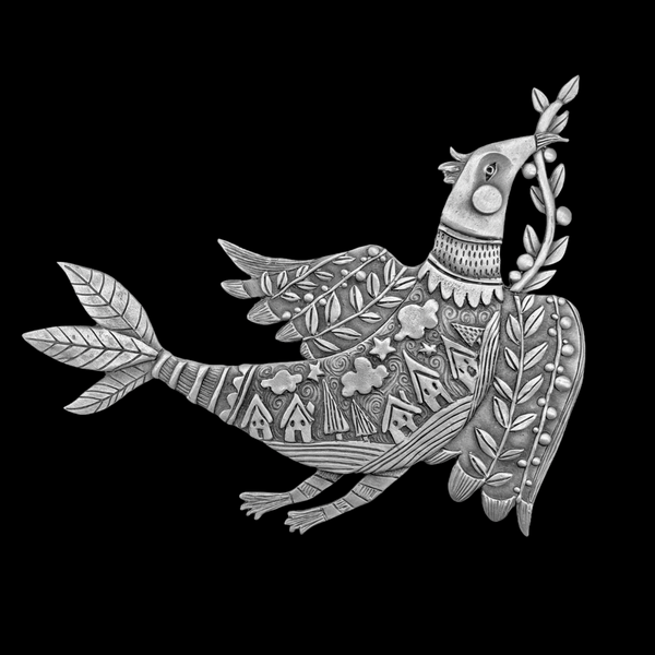 Leandra Drumm "Bird with Peace Branch" Wall Sculpture