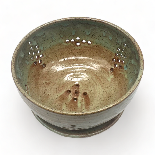 Twice Baked Pottery - Berry Bowl with Plate in Art Deco Green