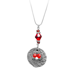 Artistic Preservation Circle & Red Crystals Necklace