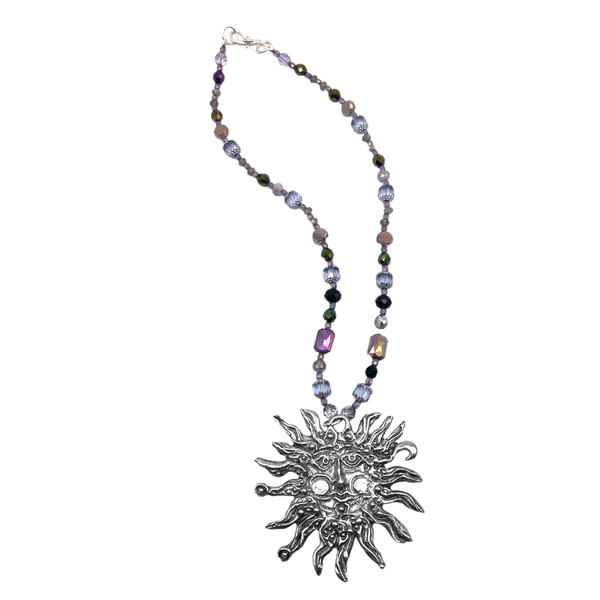 One of a Kind Labradorite Beaded Sun Necklace