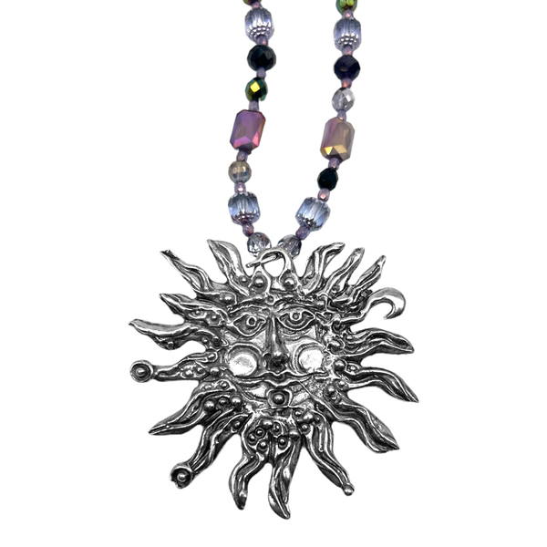 One of a Kind Labradorite Beaded Sun Necklace
