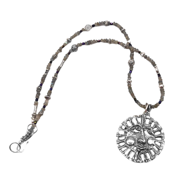 One of a Kind Small Labradorite Beaded Sun Necklace