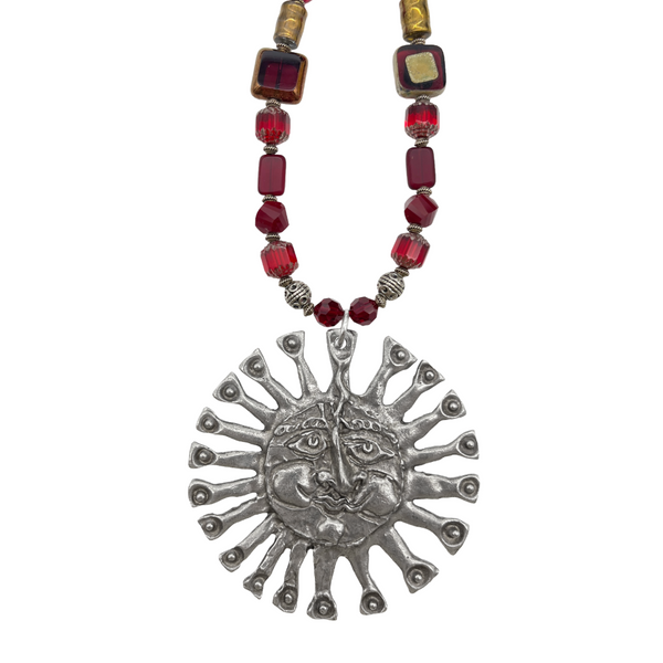 One of a Kind Mixed Bead Sun Necklace