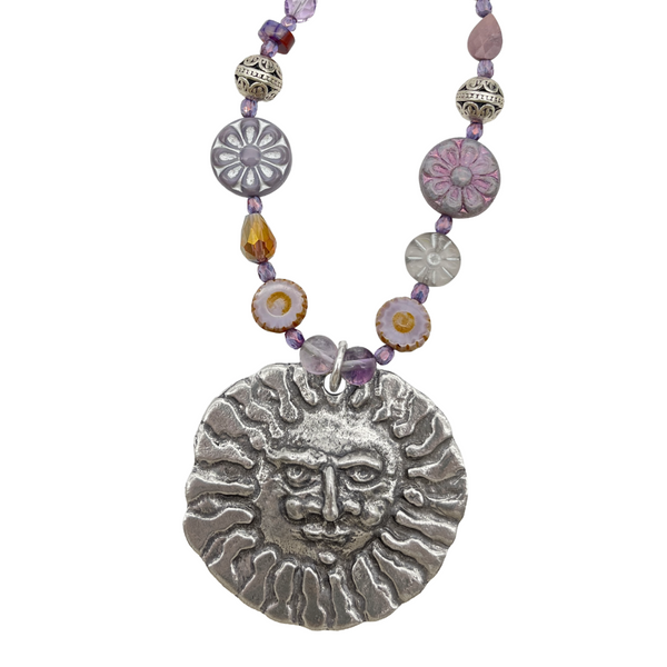One of a Kind Mixed Bead Round Sun Necklace