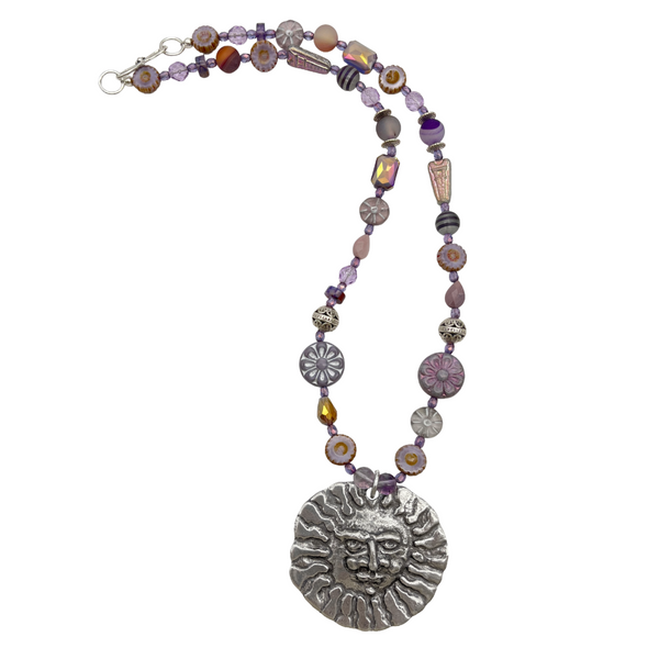 One of a Kind Mixed Bead Round Sun Necklace