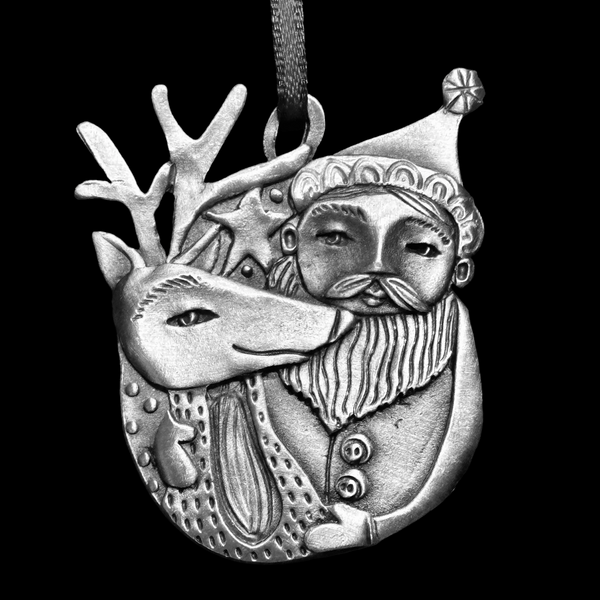 Leandra Drumm "Santa & Reindeer" Ornament
