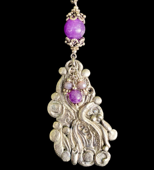 Artistic Preservation Abstract & Amethyst Necklace 18"