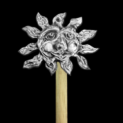 Sun Face with Flame Rays Garden Stake