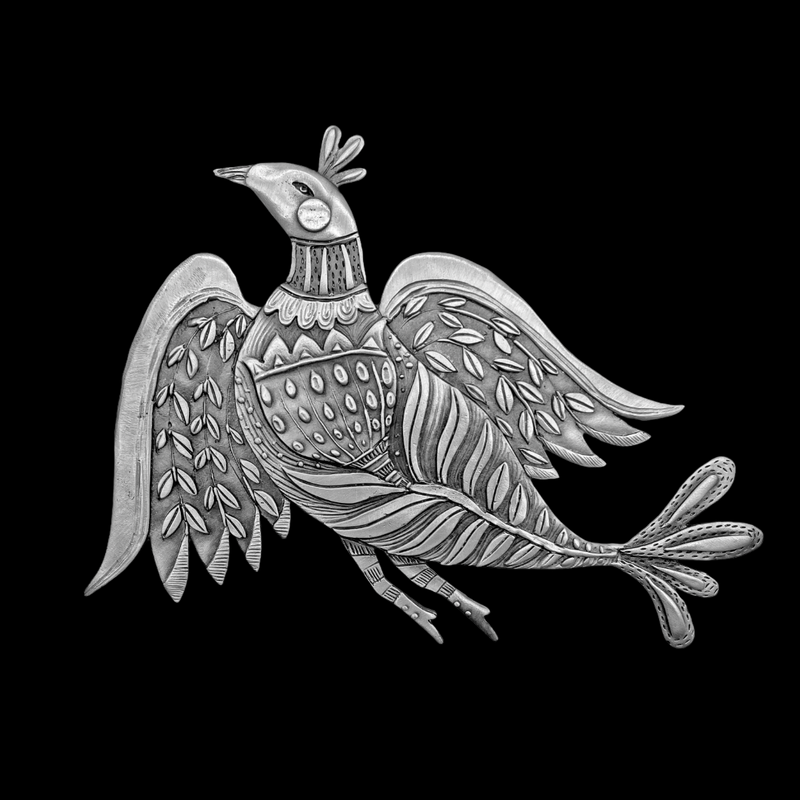 Leandra Drumm "Floral Crested Bird Wall Sculpture"