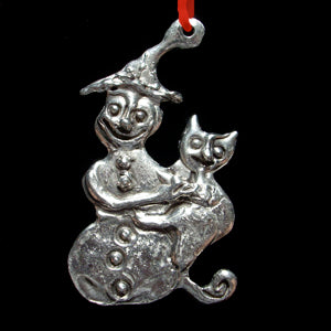 NEW! Don Drumm Snowman with Cat Ornament