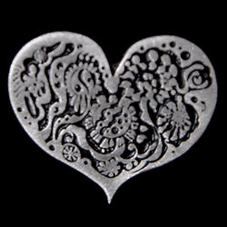 Don Drumm Flower Flat Heart Pin