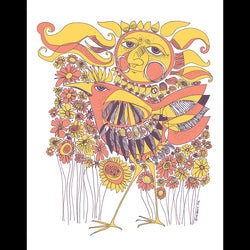 Sun & Bird with color Print