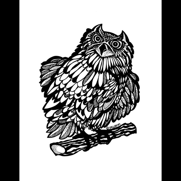 Owl on Branch Print