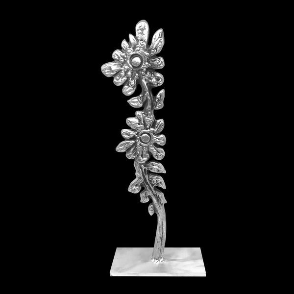 Double Flower Sculpture on Base