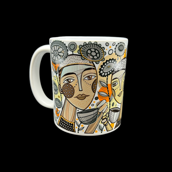 Leandra Drumm Designs Brown Coffee Faces Mug