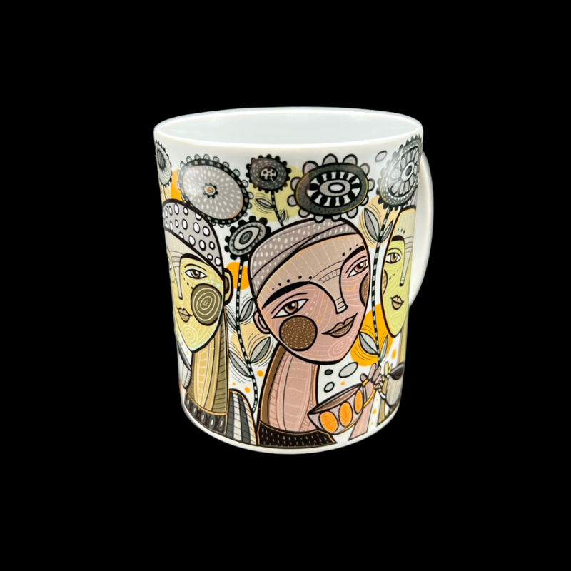 Leandra Drumm Designs Brown Coffee Faces Mug