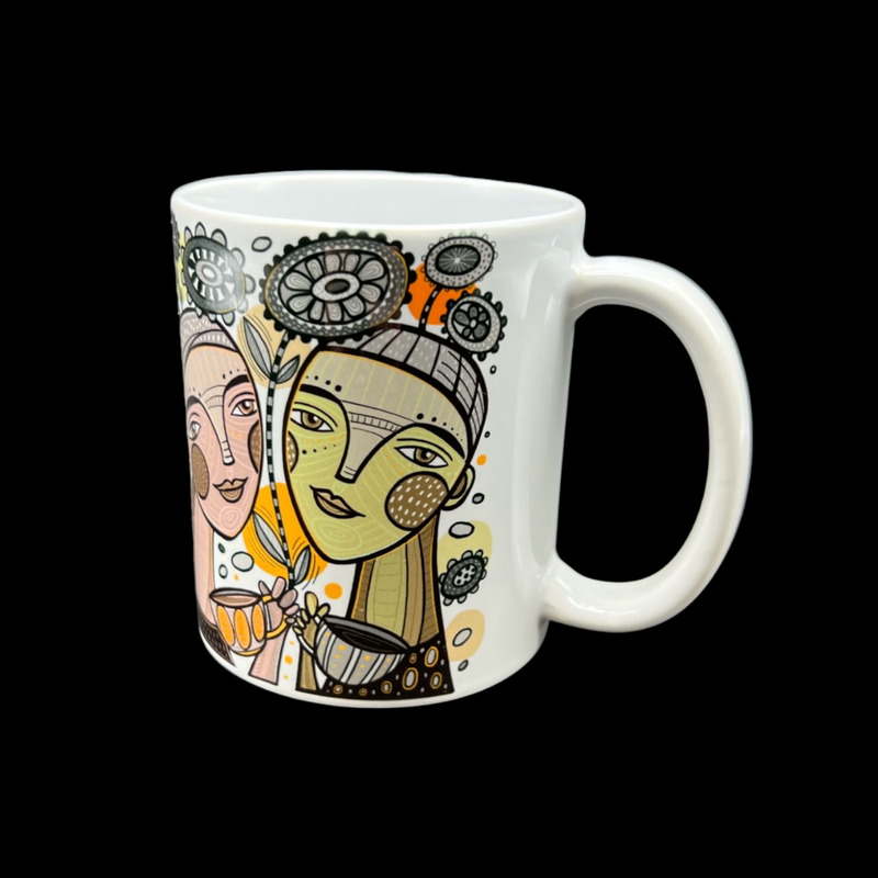 Leandra Drumm Designs Brown Coffee Faces Mug