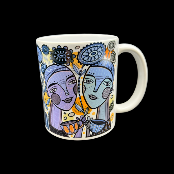 Leandra Drumm Designs Blue Coffee Faces Mug