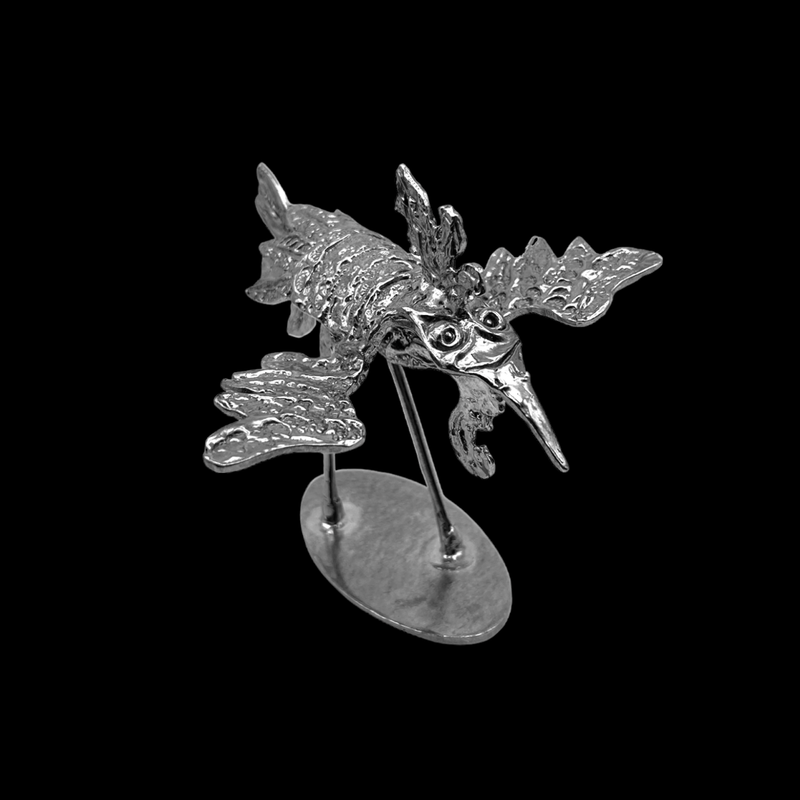 One of a Kind Small Pewter Bird Sculpture