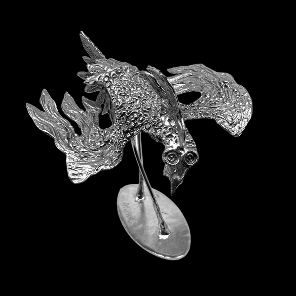 One of a Kind Medium Pewter Bird Sculpture