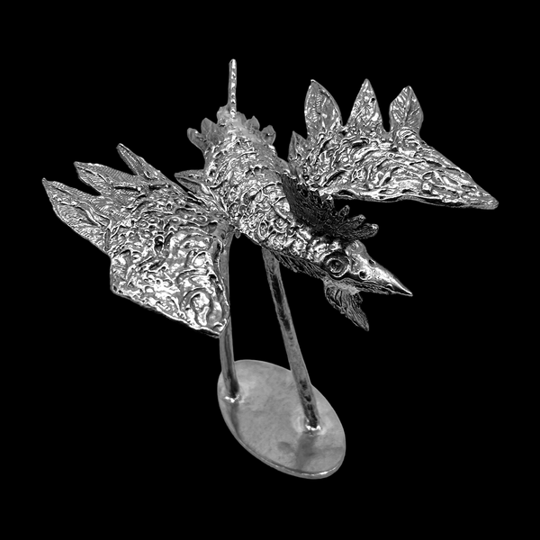 One of a Kind Medium Pewter Bird Sculpture