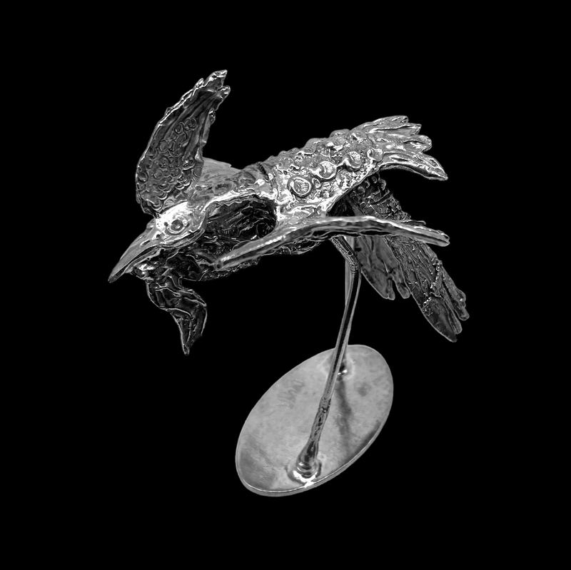 One of a Kind Medium Pewter Bird Sculpture