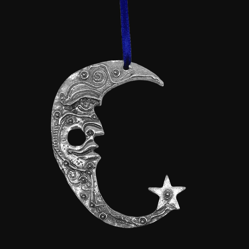 Small Crescent Moon with Star Ornament – Don Drumm Studios