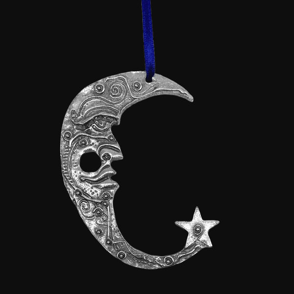 Small Crescent Moon with Star Ornament