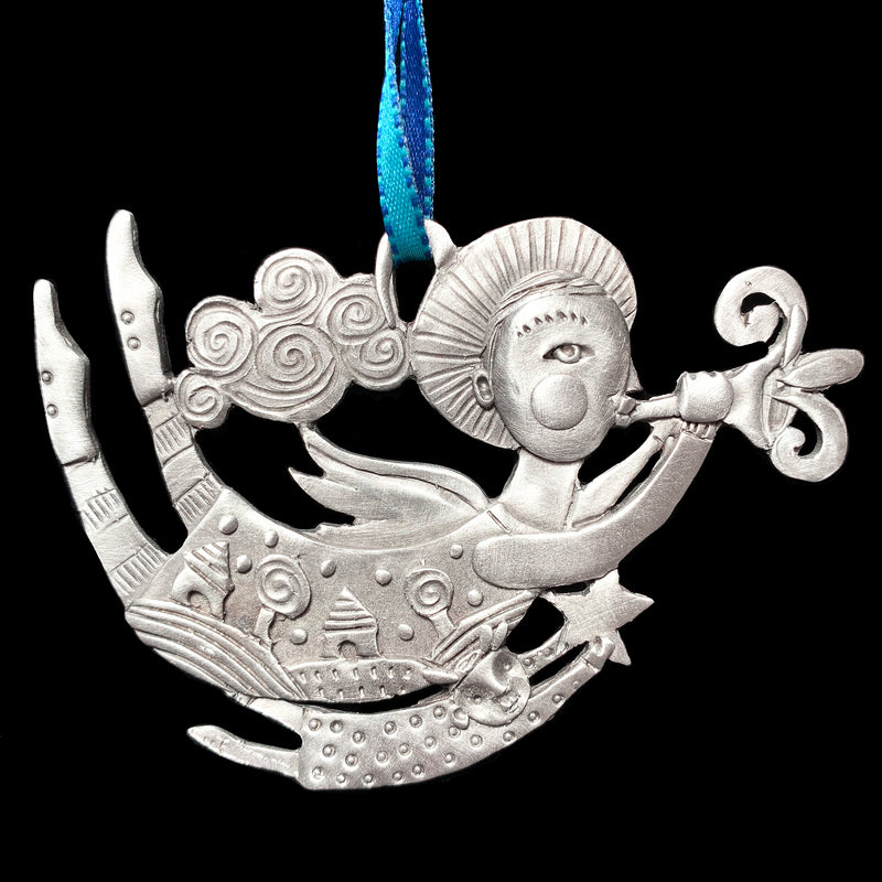 NEW Leandra Drumm "Trumpeter & Child" Pewter Ornament