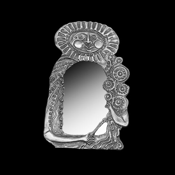 Sun Face with Flowers Mirror