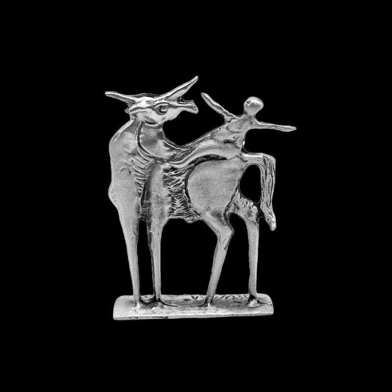 Tiny Bull with Rider Sculpture