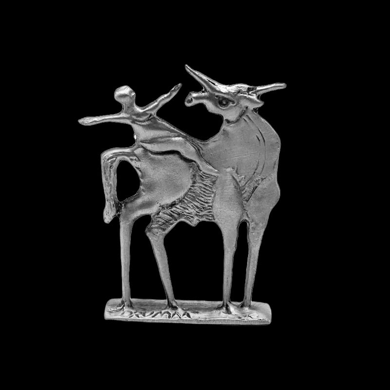 Tiny Bull with Rider Sculpture