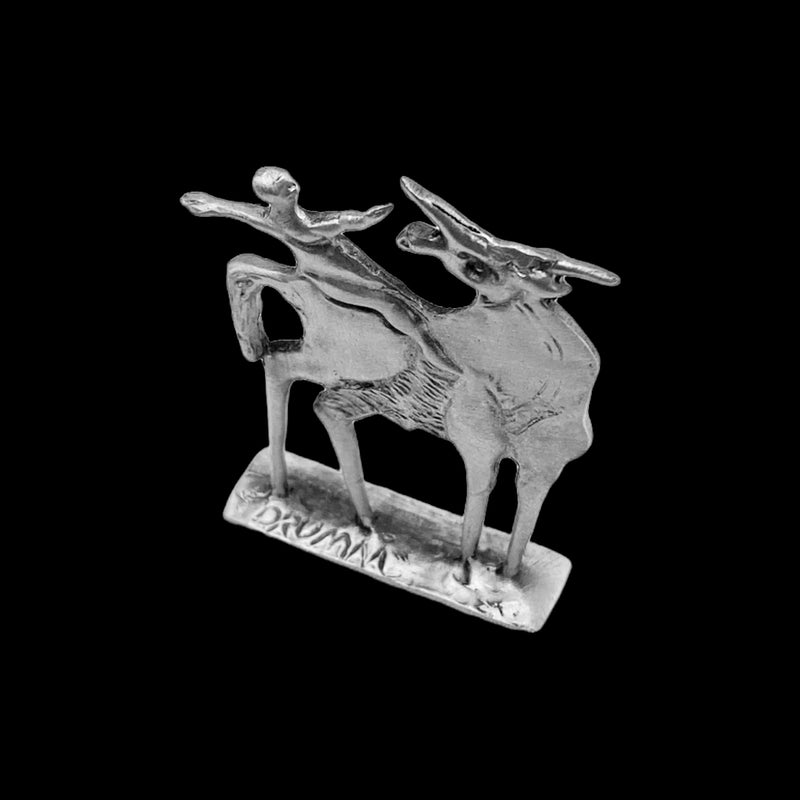 Tiny Bull with Rider Sculpture