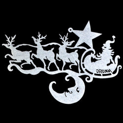 Don Drumm aluminum Santa with his Reindeer, Moon, Star Ornament