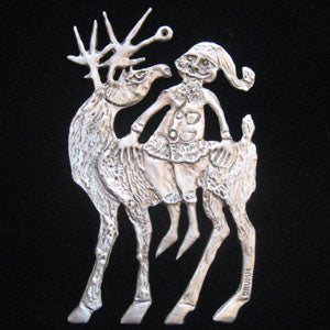 Don Drumm Santa on Deer Ornament